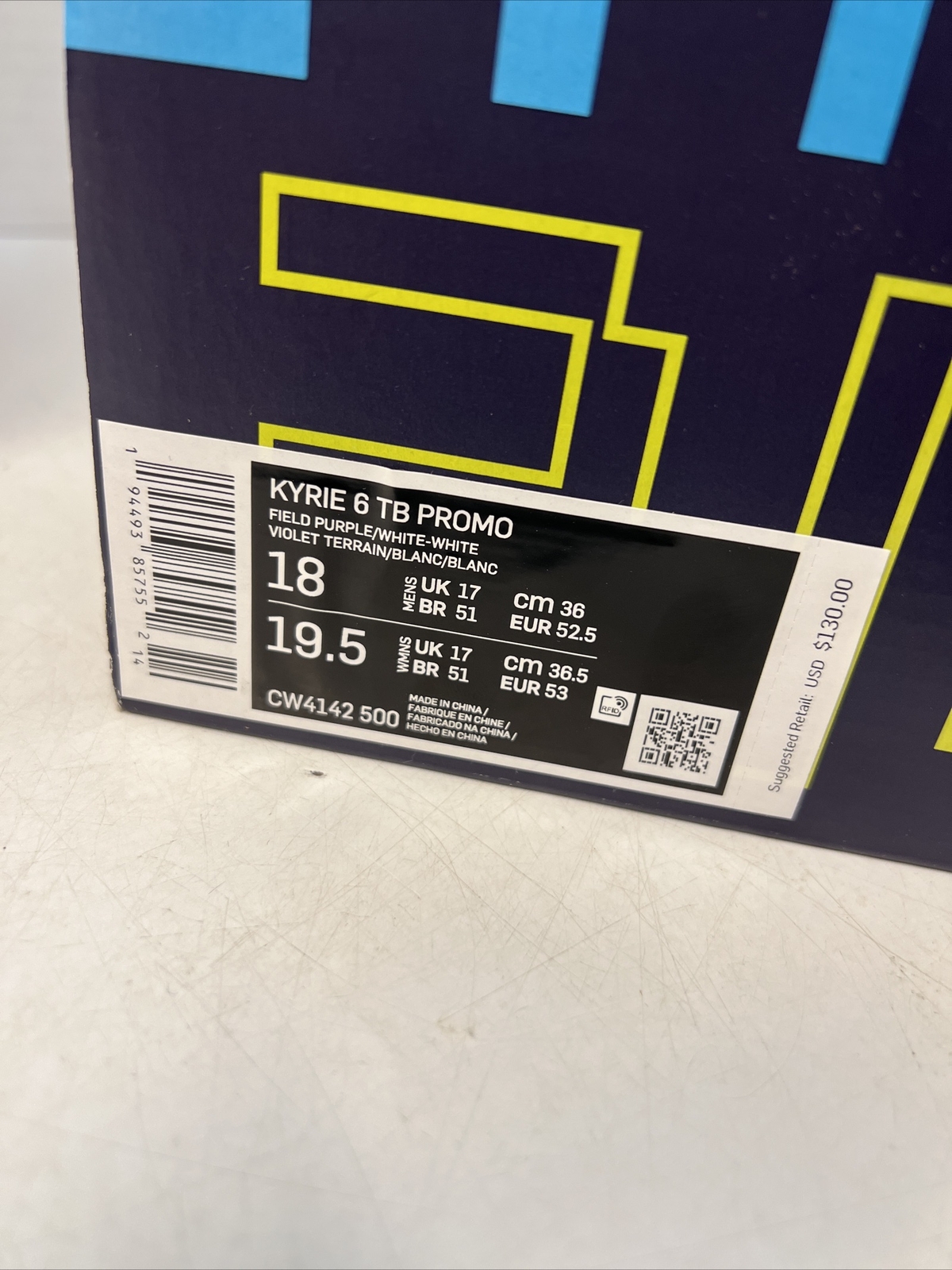 Nike Kyrie 6 TB Field Purple 2020 Size 18 Brand New CW4142-500