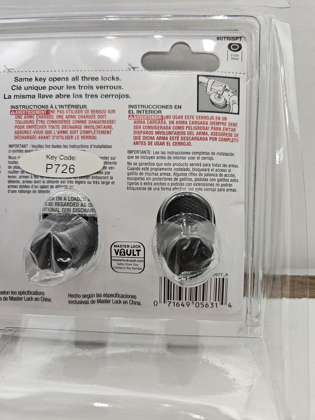 Master Lock Model 90TRISPT - 3 GUN LOCKS & 2 Keys - Keys Open All 3 New & Sealed
