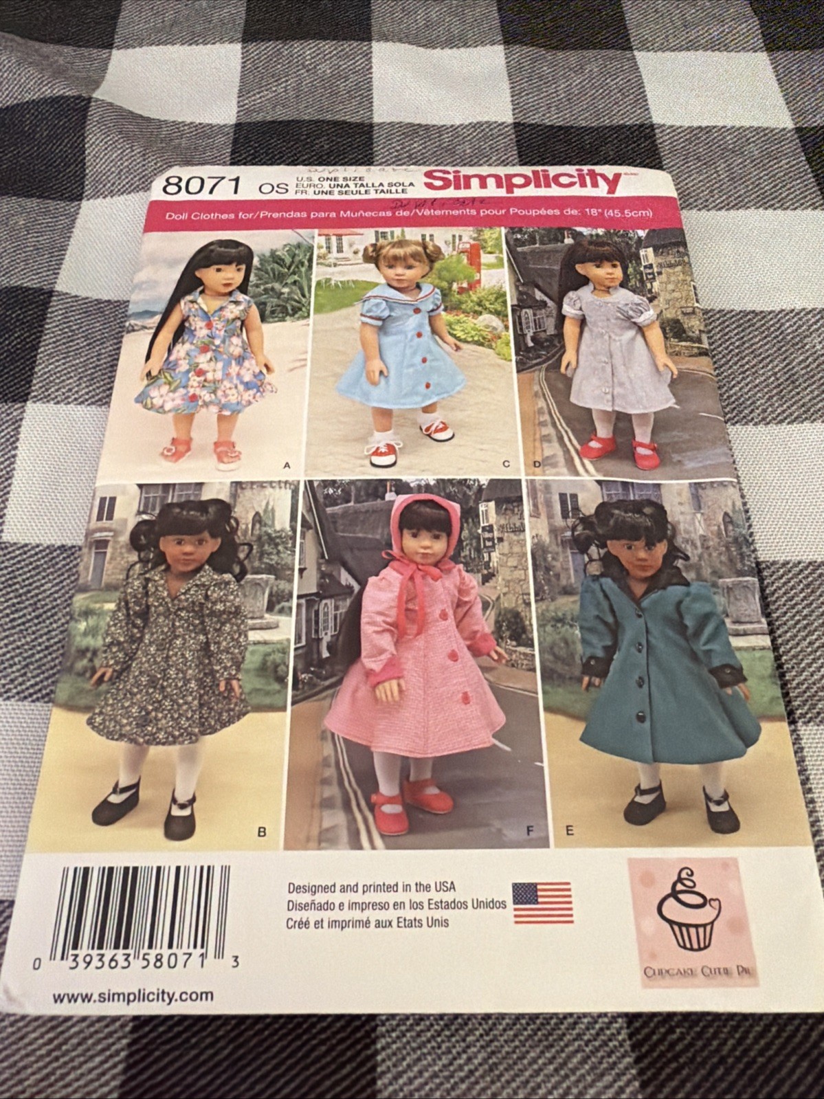 Simplicity 8071 Pattern 18" DOLL CLOTHES Uncut Historic Coat Bonnet Dress