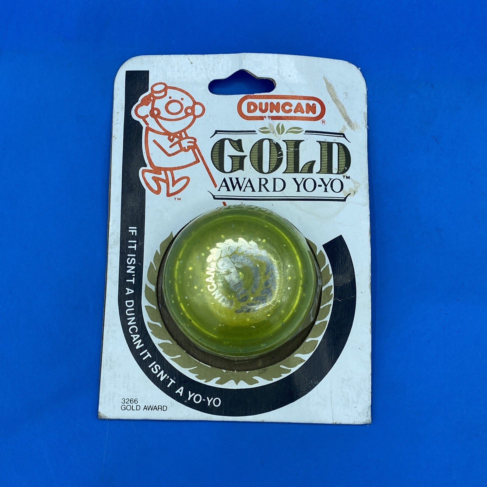 Vintage 1988 Duncan Gold Award Yo-Yo 3266 Gold Award Neon Green new Damage Card