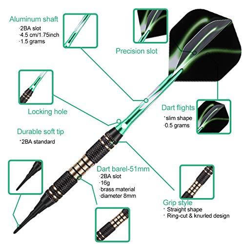 Darts Tip set, Barrel Shafts 50 Ring 6 Pattern Flights 30 Tips for Dartboards.