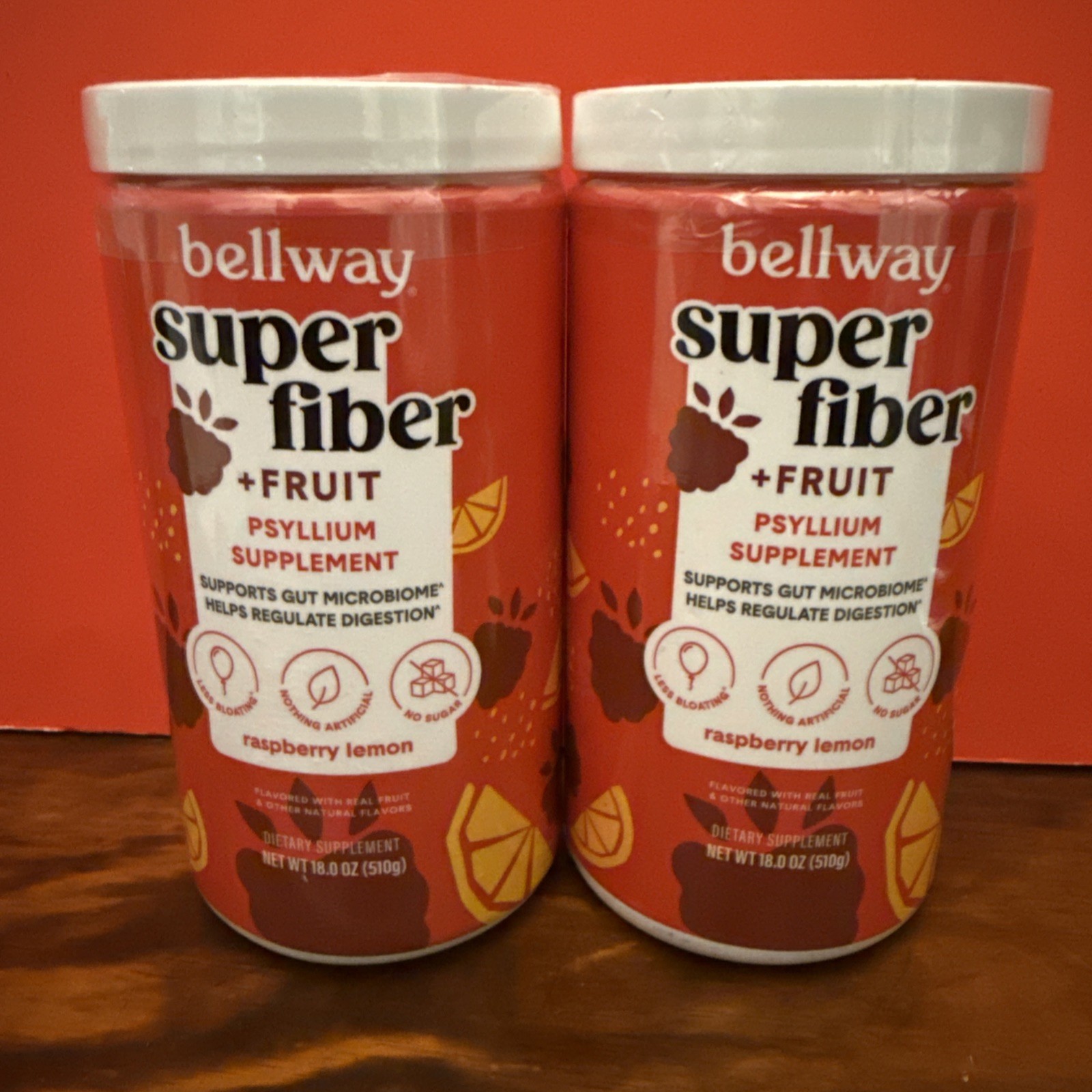 (2x) Bellway Super Fiber + Fruit Psyllium Raspberry Lemon 18oz Each Ex: 9/2026