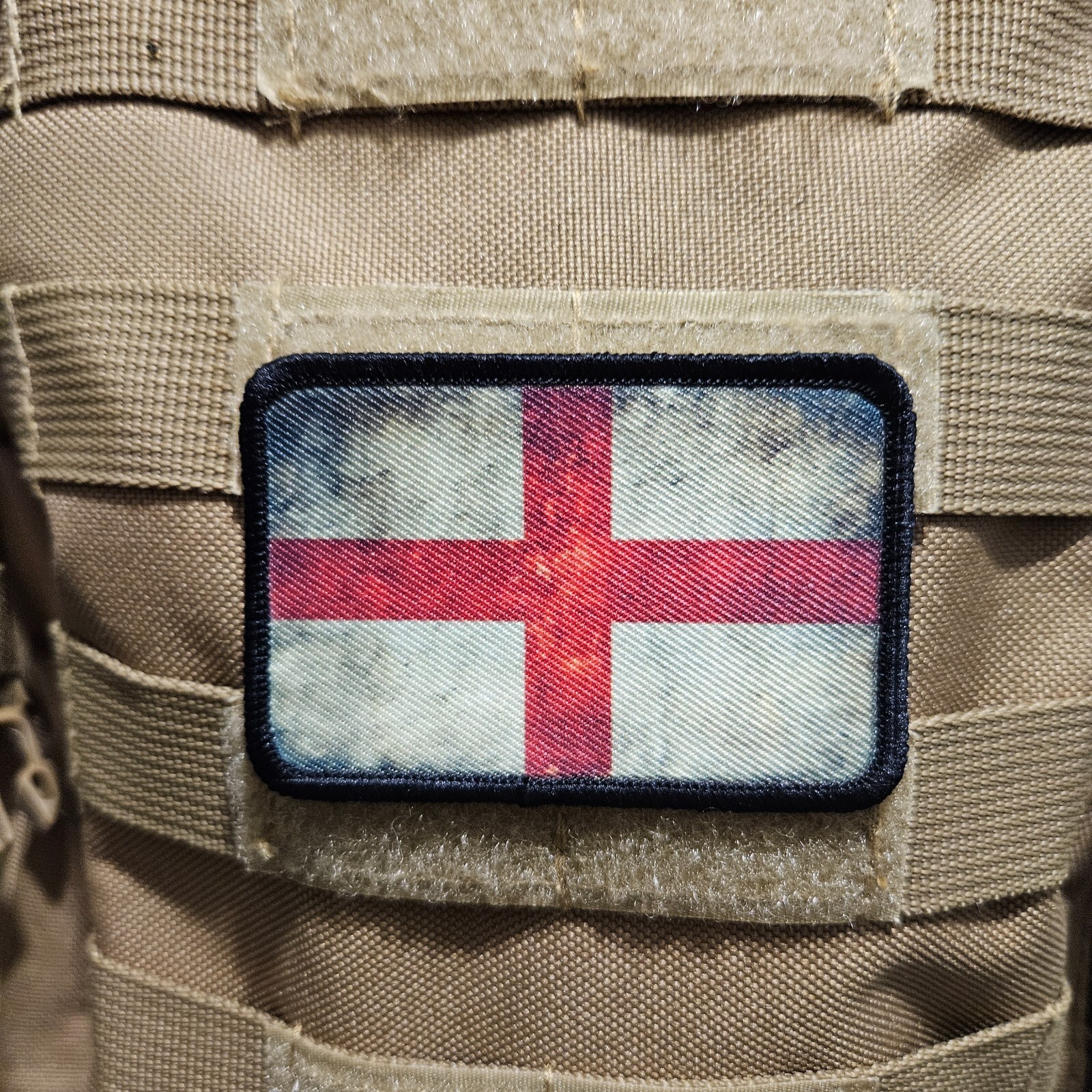 Distressed English saint George's Flag Morale Patch 2"x3" hook and loop tactical