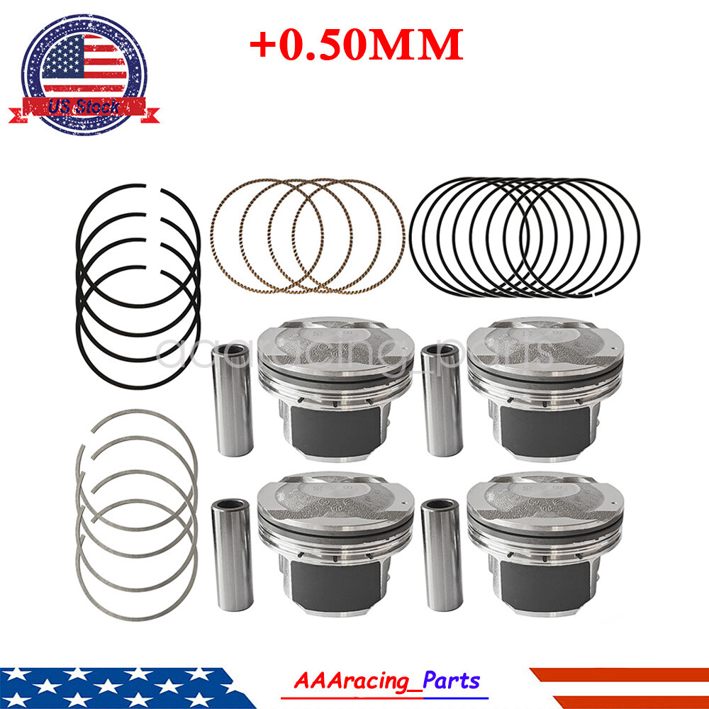 Oversize +0.50MM Piston & Rings Kits For 12-16 Hyundai Kia Accent Rio 1.6L DOHC