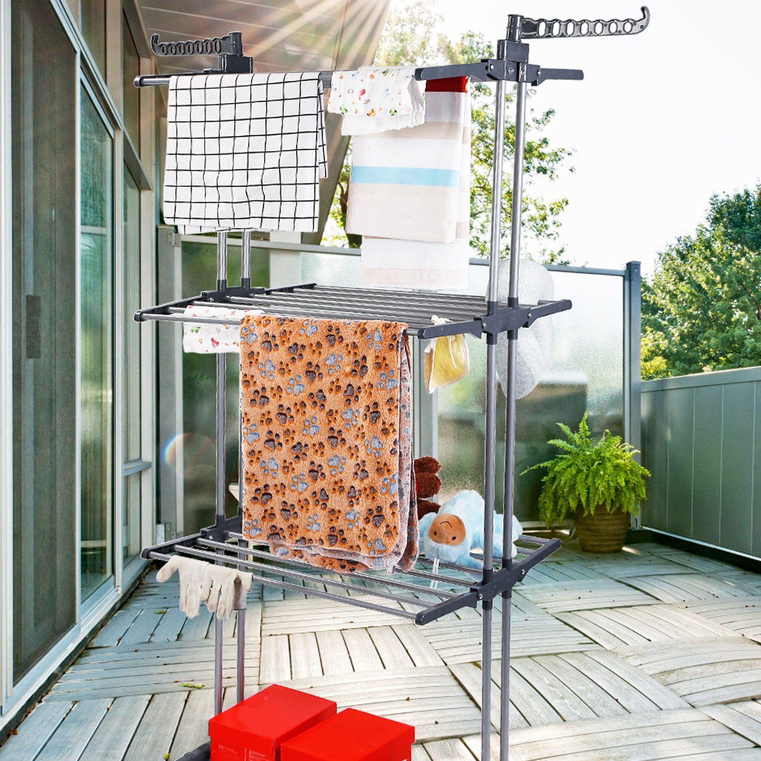 88LBS Load Folding Laundry Drying Rack Foldable Cloth Dryer Hanger Stand Storage