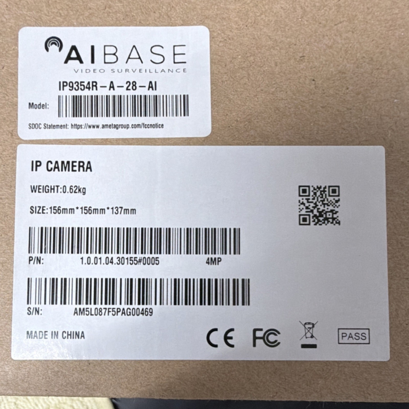 AIBase IP9354R-A-28-AI IP Surveillance Camera Wired White
