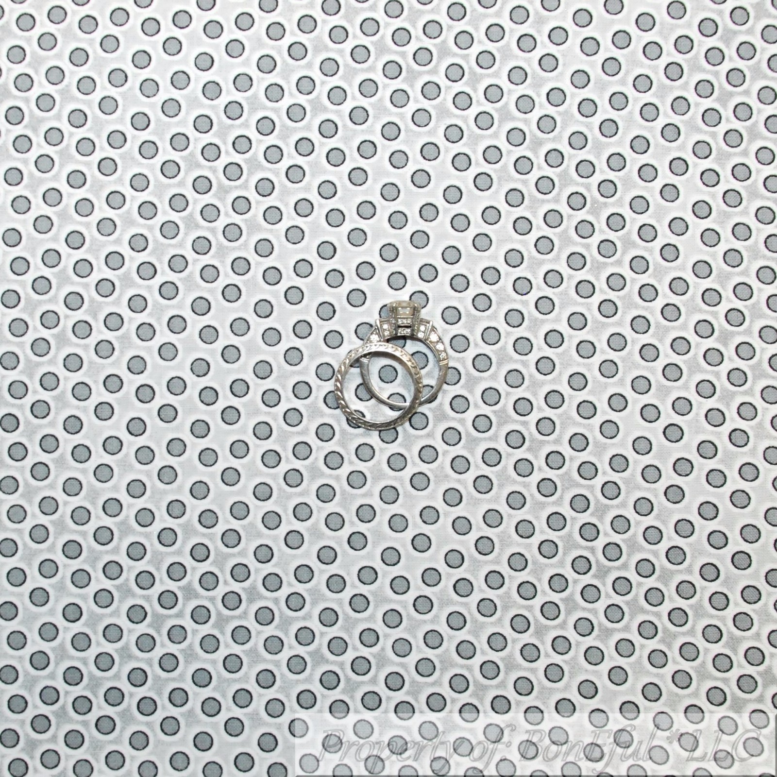 BonEful FABRIC FQ Cotton Quilt Gray White Tone Polka Dot Calico Circle Kid Small