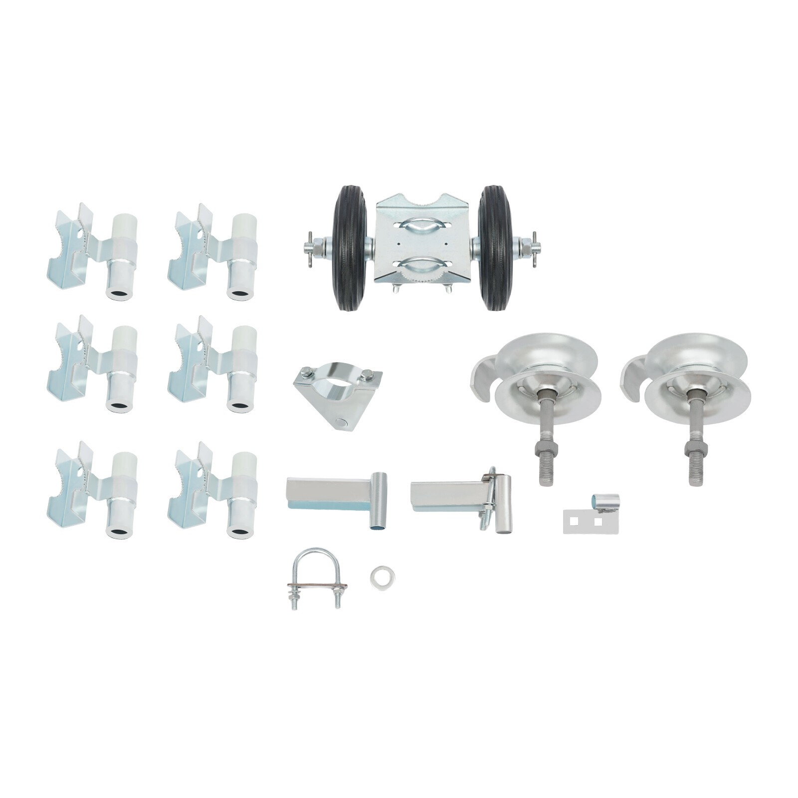 Galvanized Double Wheel Sliding Gate Hardware Kit 600 lb Capacity Silver