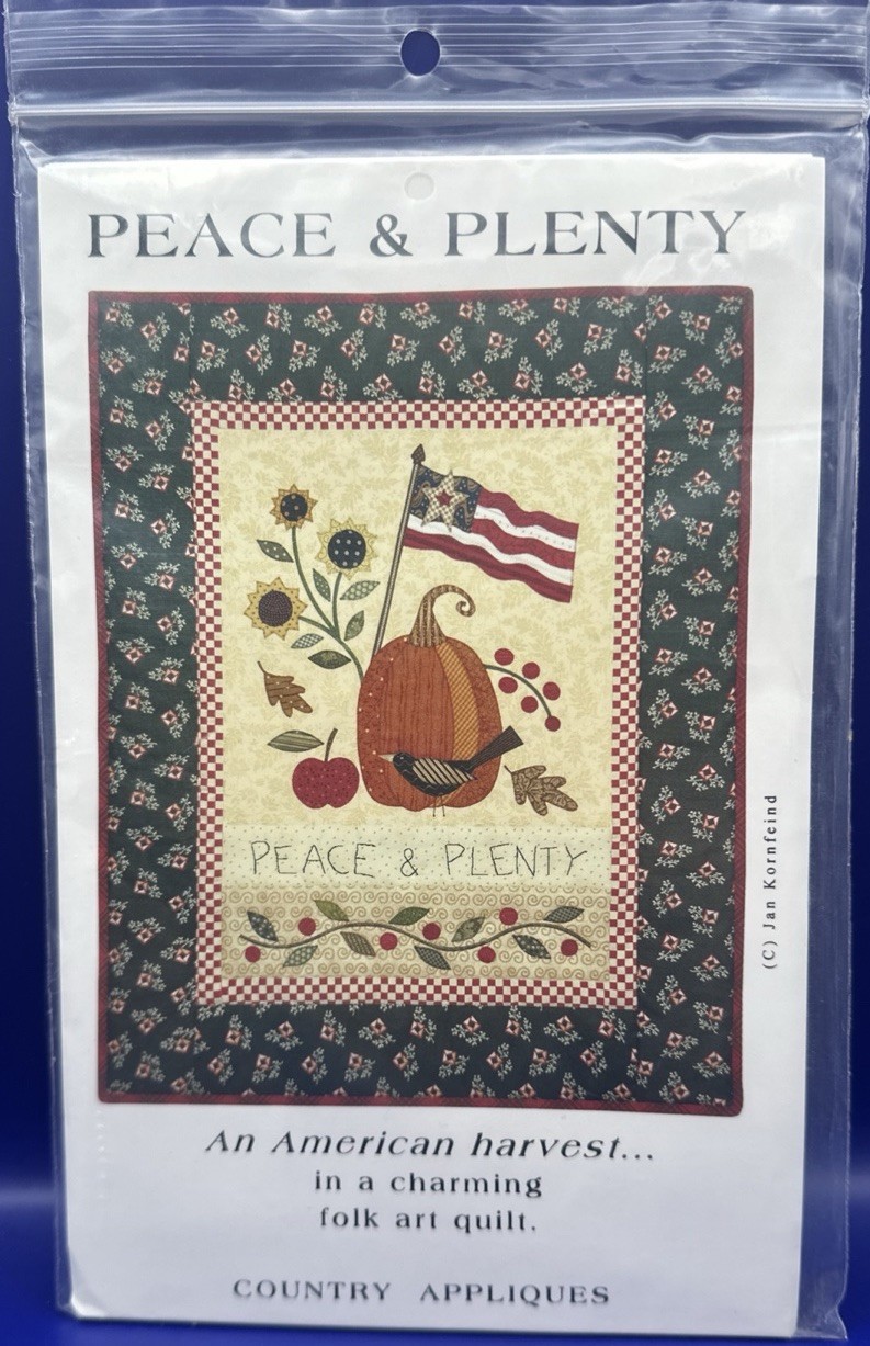 country appliqué peace and plenty wall hanging quilt pattern american harvest