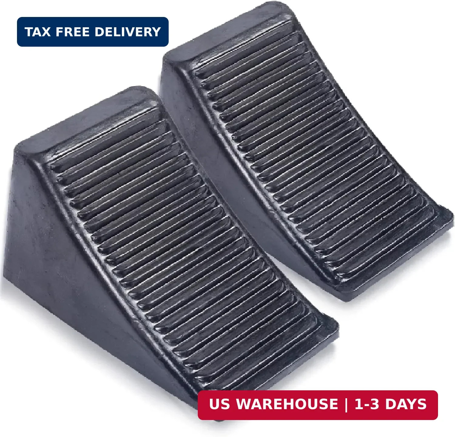Fasmov 2 Pack Solid Rubber Heavy Duty Wheel Chock, Premium Chock for Car, Travel