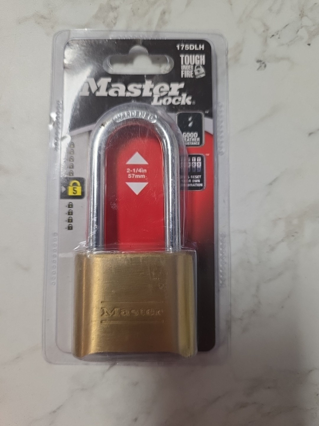 Master Lock 175DLH Brass Resettable Combination Padlock 2 x 2-1/4 in.