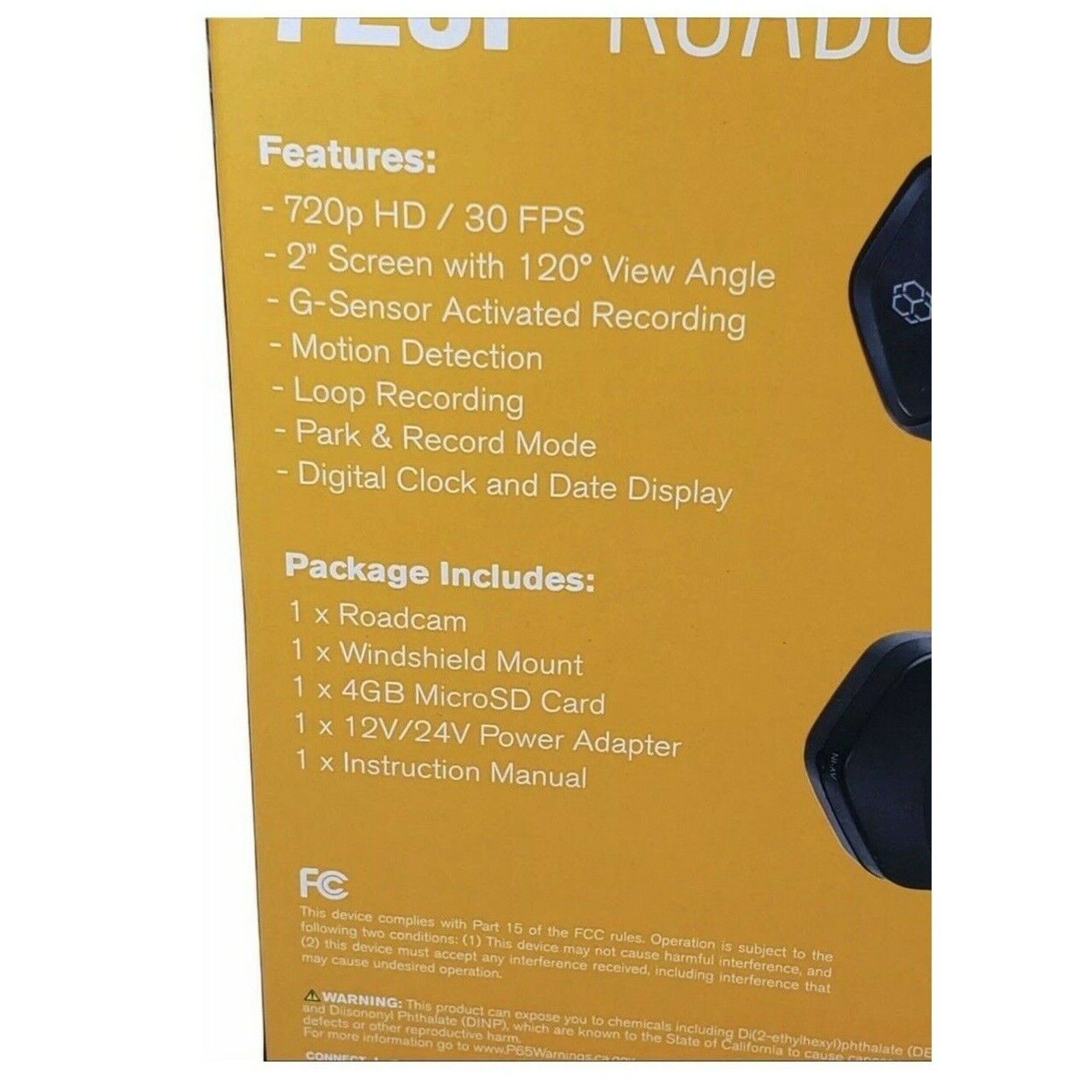 Yada Roadcam 720P Black Dash Camera, 120-Degree Wide Angle Lens, G-Sensor Techno