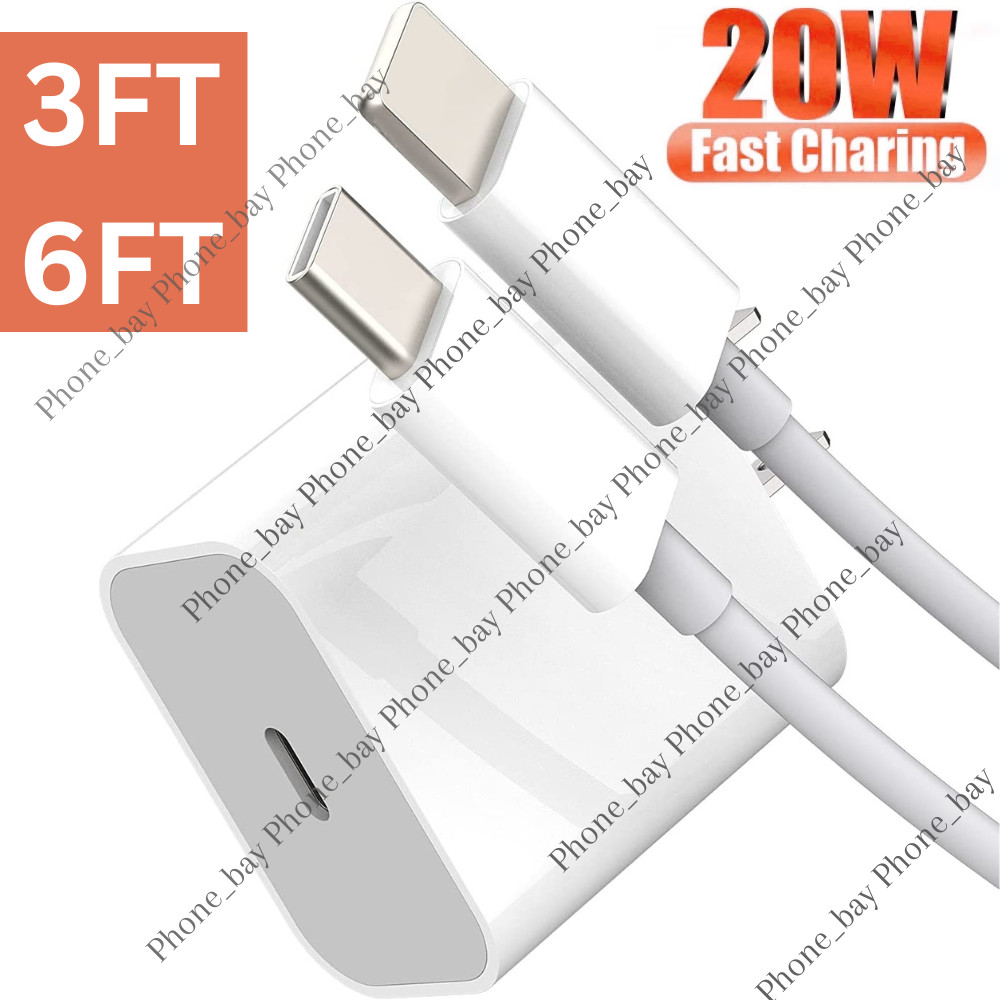 For iPhone 12 13 14 Pro Max/XR/iPad Fast Charger 20W USB-C Power Adapter Cable