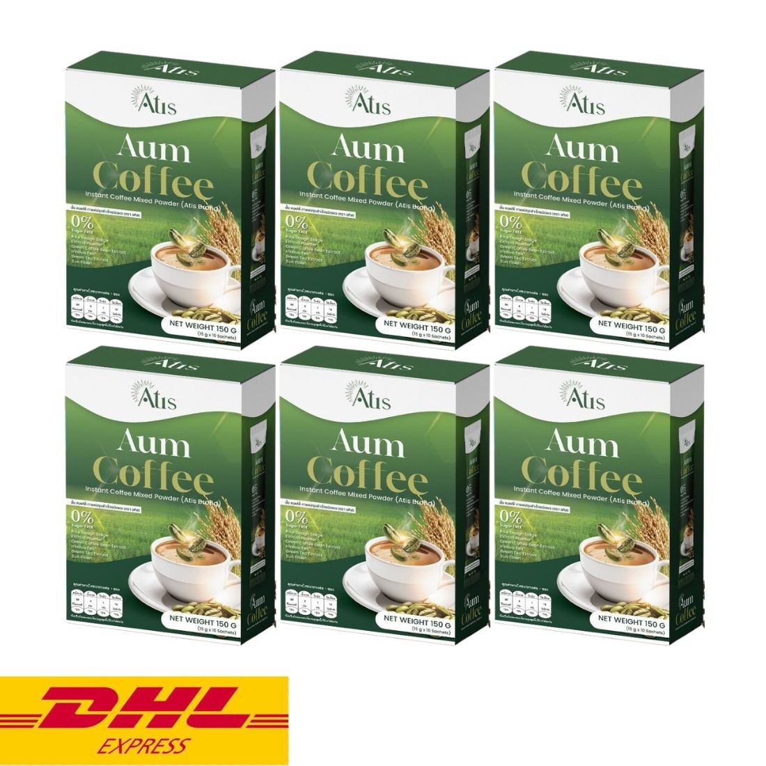 6x Atis Aum Coffee Instant Mixed Powder Drink with Fiber Control Hunger No Sugar