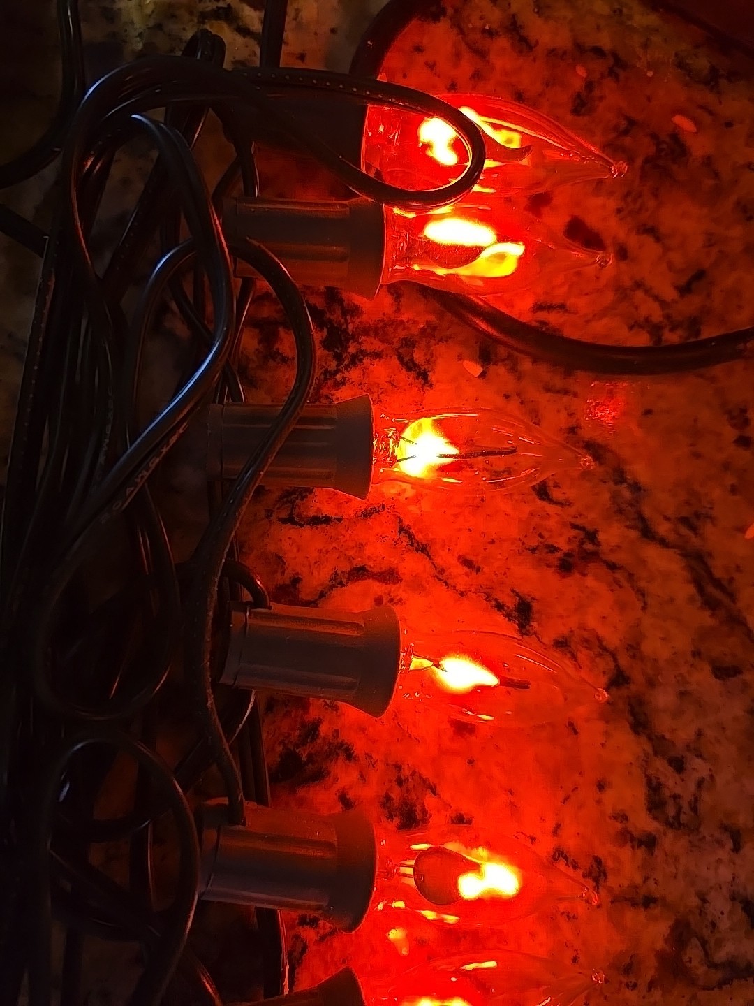 Vintage Christmas Flicker Light Flame Bulbs String Set 7 Light Set