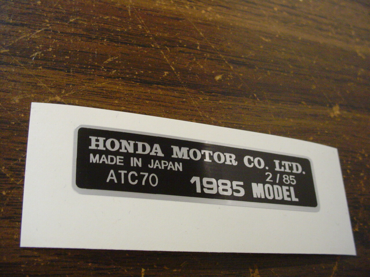 1985 ATC70 YEAR TAG EMBLEM STICKER DECAL (D7129)