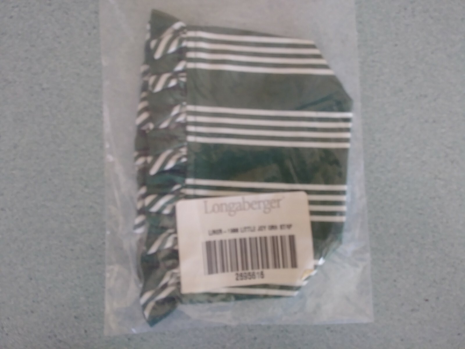 Longaberger fabric liner for 1998 Host Appreciation Little Joy basket Green Stri