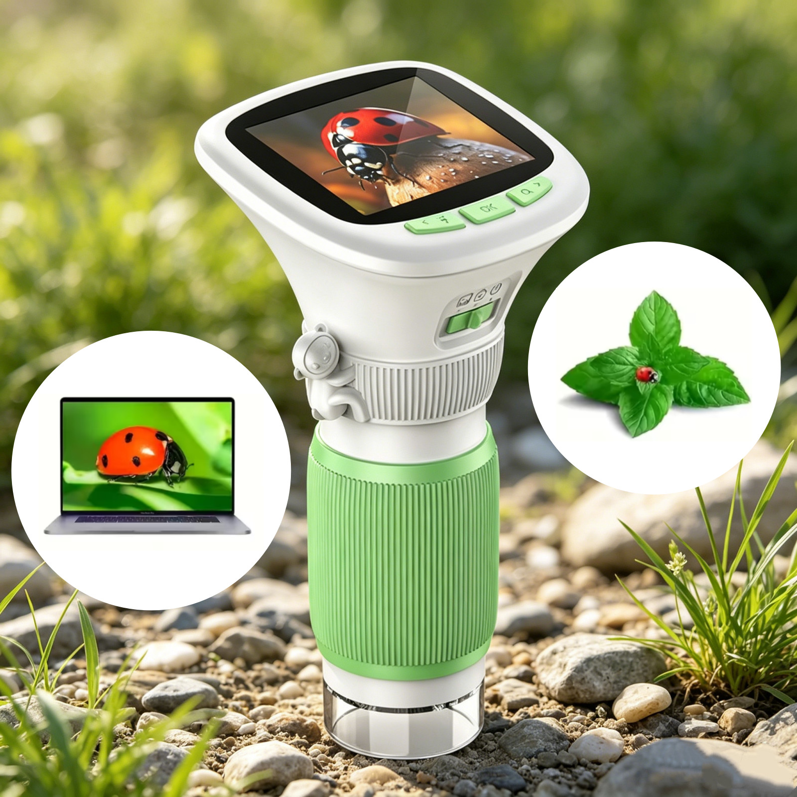 2.4'' Ips Kids Digital Microscope Handheld Rechargeable Science Exploration Tool