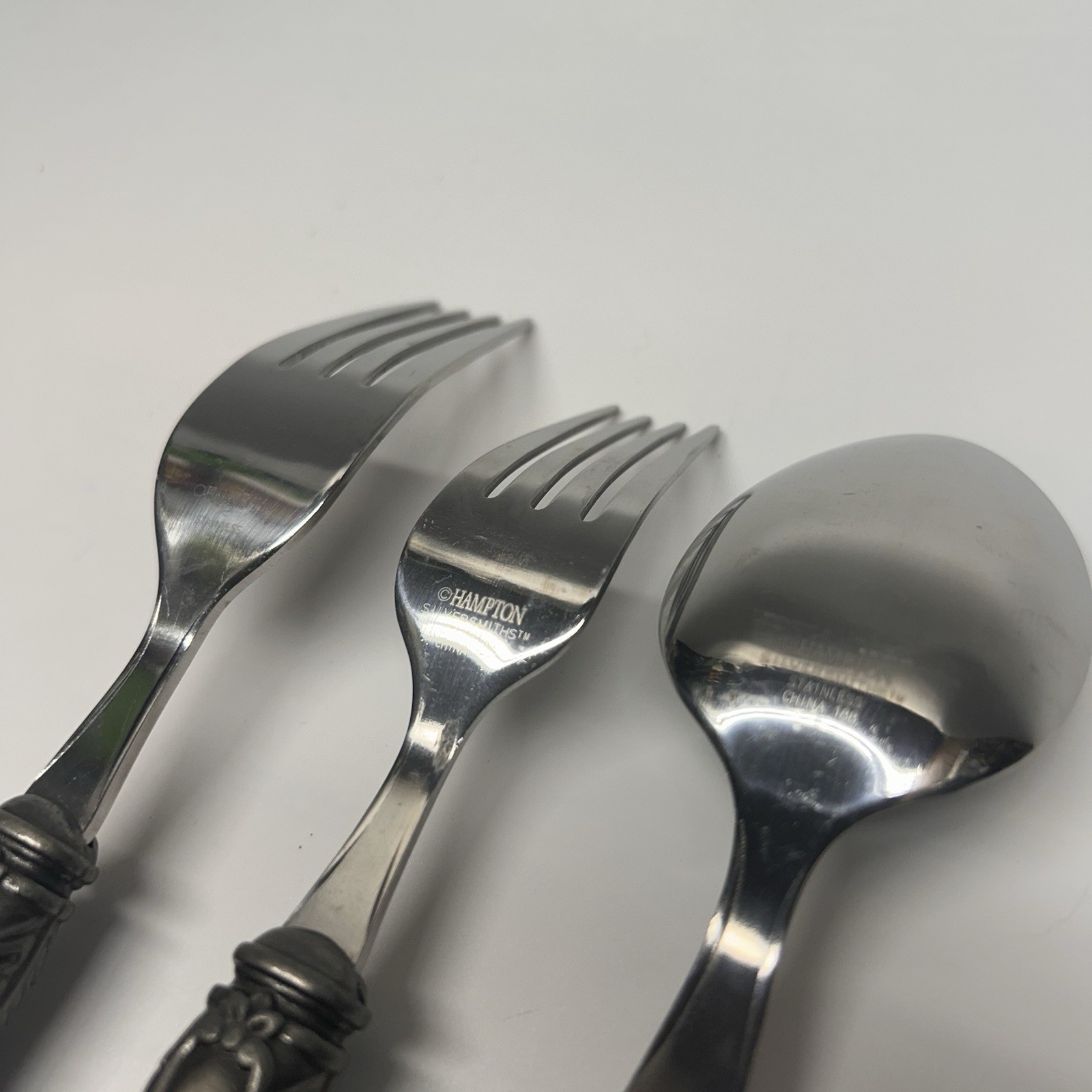 (3) Hampton Forge San Remo Blue Resin Repousse Stainless Flatware Replacement