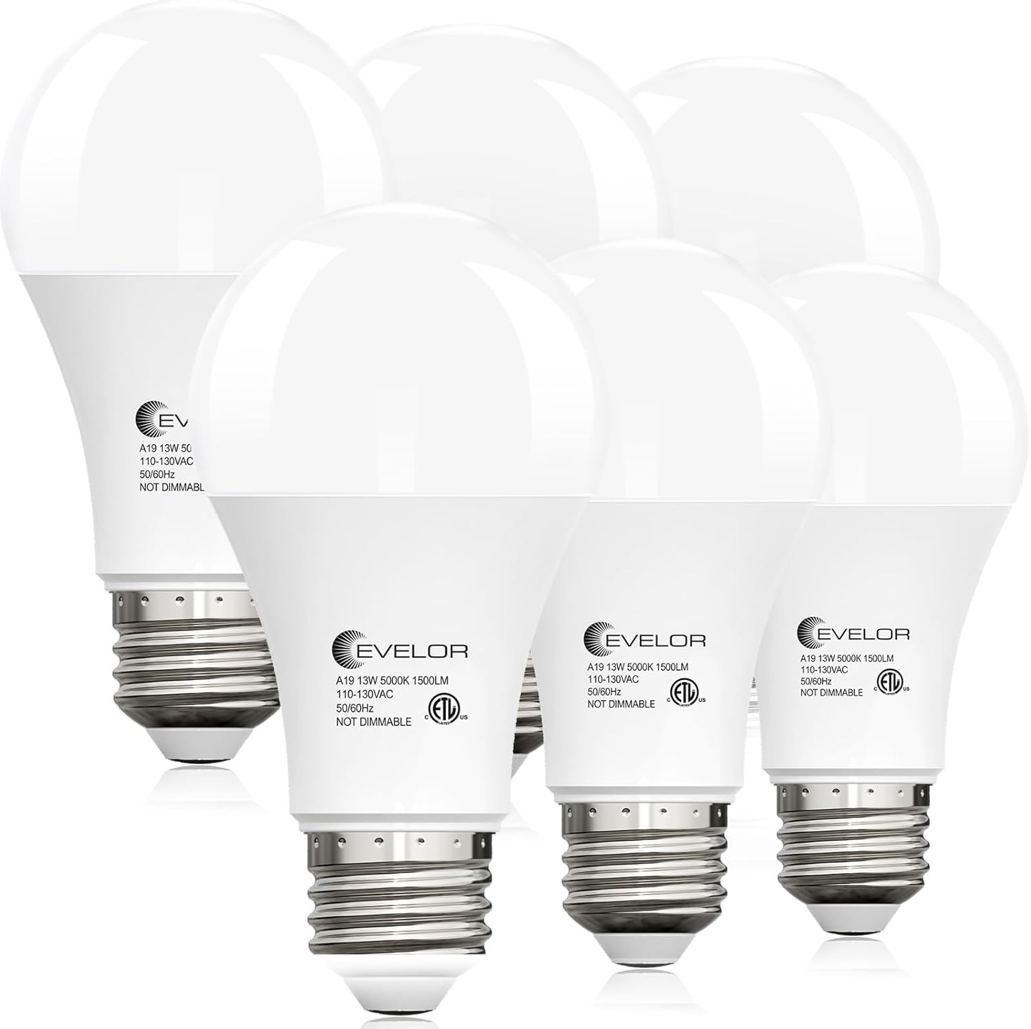 6-Packs A19 LED Light Bulbs,100 Watt Equivalent Daylight 5000K Bright Bulbs Effi