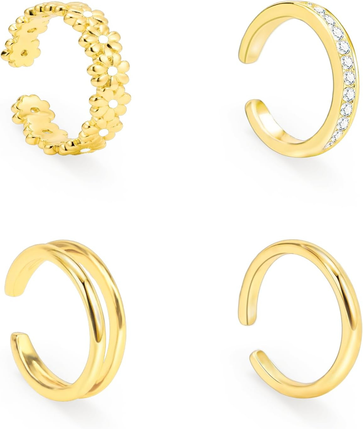 Toe Rings for Women Non Tarnish 14K Gold Filled Adjustable Dainty Toe Ring Set F