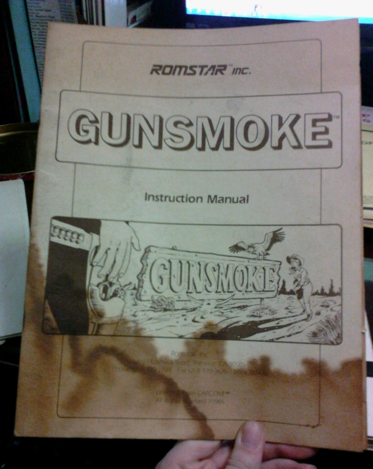 Romstar GUNSMOKE Arcade Video Game Manual- good used original