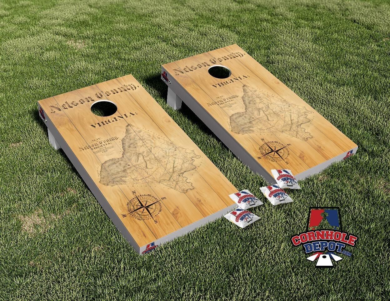 Virginia Nelson County Wood Cornhole Board Vinyl Wrap Skin Laminated Sticker Set