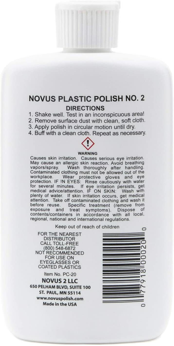 NOVUS Fine Scratch Remover for Plastic # 2 - 8 Oz Squeeze Bottle PC-20