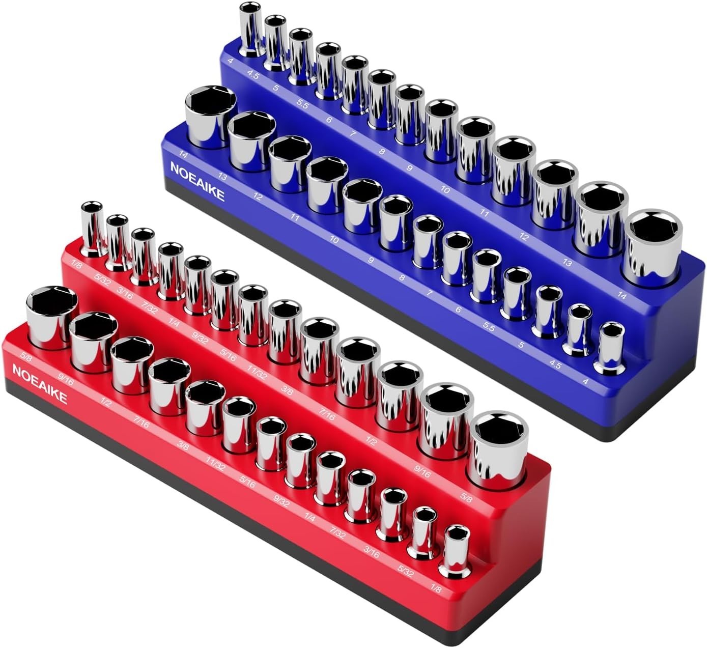 2-Pack Magnetic Socket Organizer for 1/4" Drive - SAE & Metric