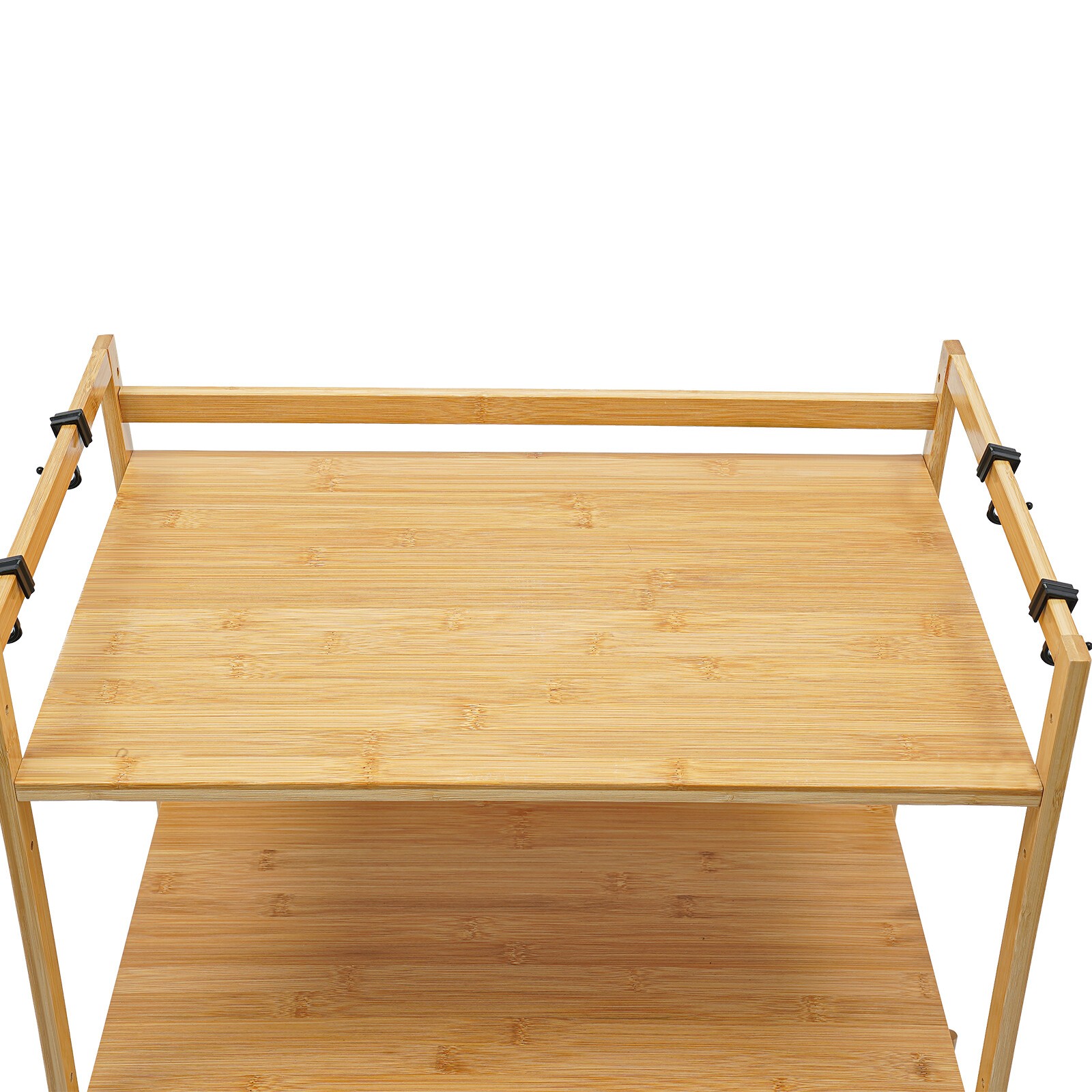 2-Tier Bamboo Kitchen Storage Rack with Adjustable Height for Organization