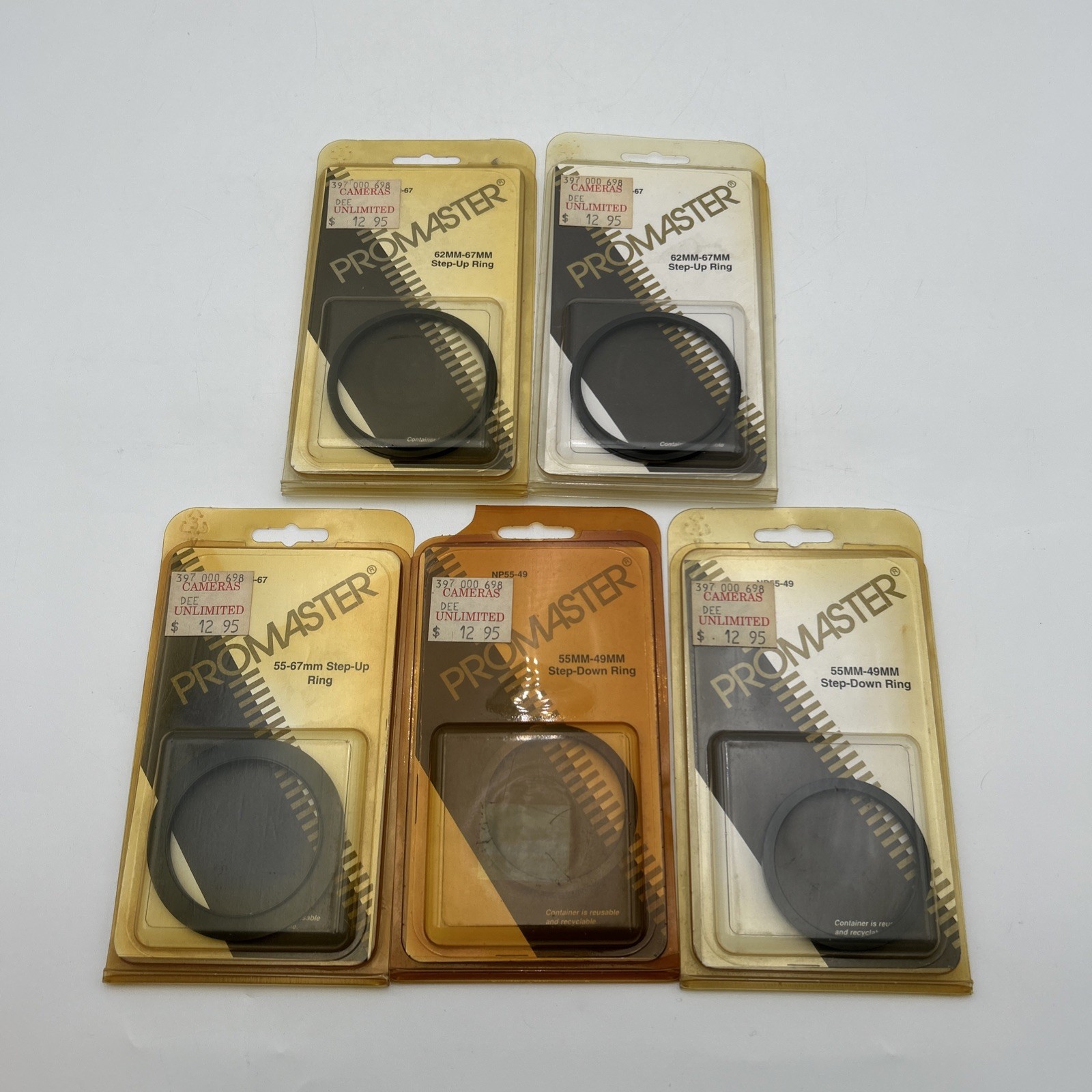 Promaster Lot Of 5 Step Up/Down 55-67, 62-67, 55-49mm Filter Camera Adapter NOS