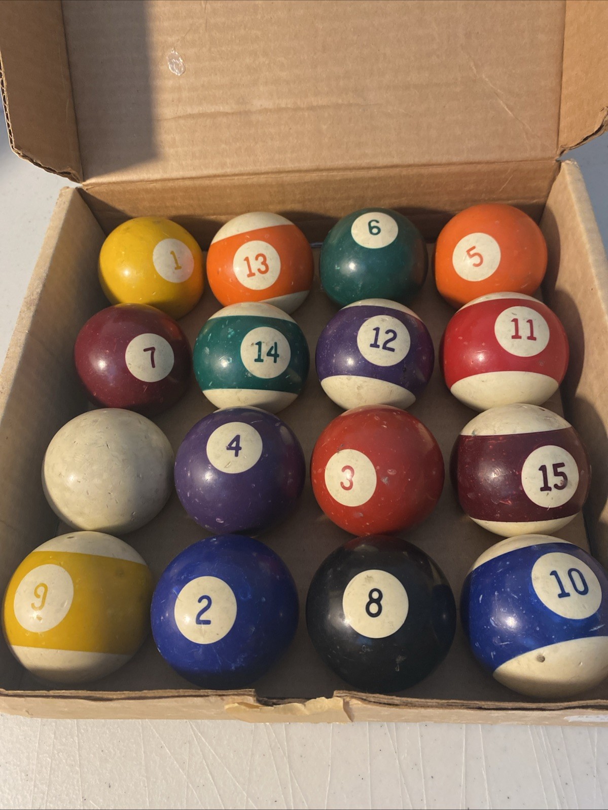 vintage 1970's Billiards Pool ball complete set 16 balls with cue ball ~ 2 1/4