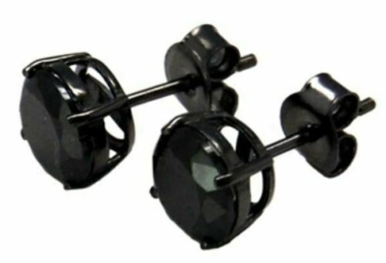 2 ct. Black Onyx Round Stud Earrings ~ Black Rhodium