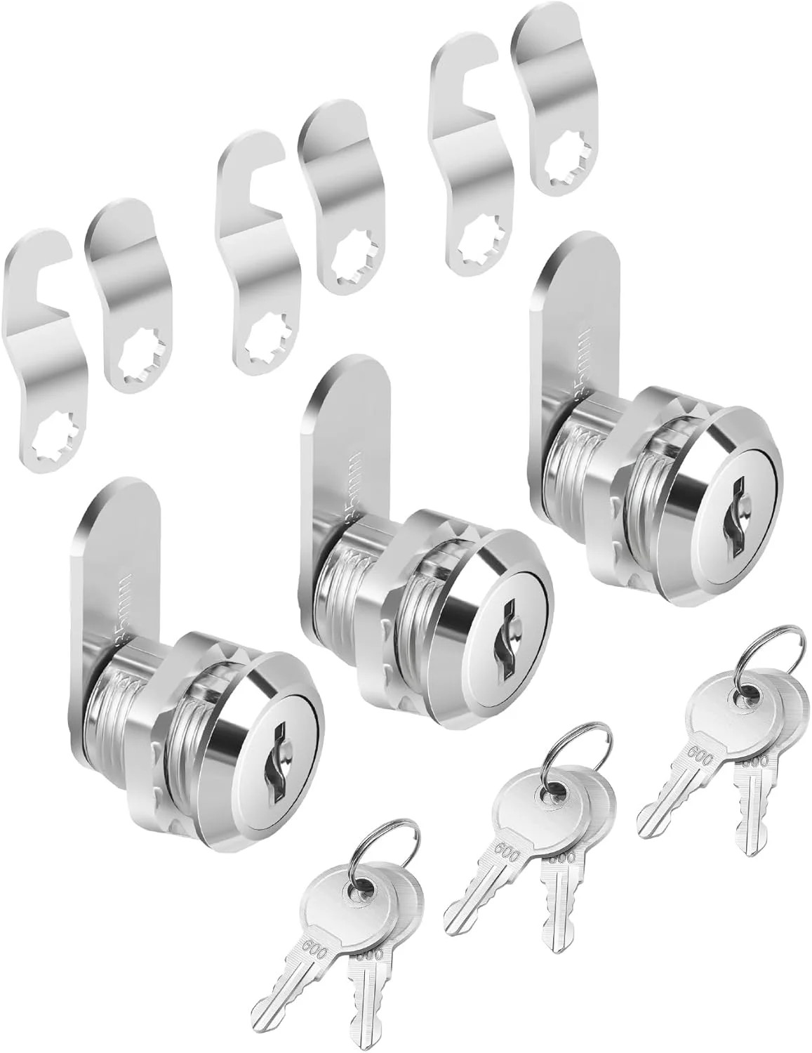 Cabinet Locks with Keys, 5/8" Long, 3 Pack, Cam Locks for Cabinets Keyed Alike