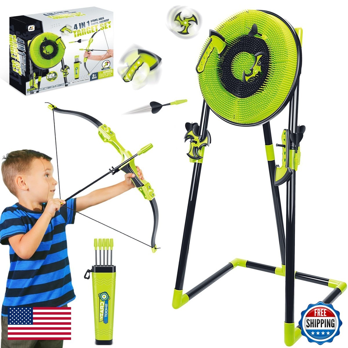 Hitish Axe Throwing Game Backyard - 4 In 1 Outdoor Games Kids Adults Family