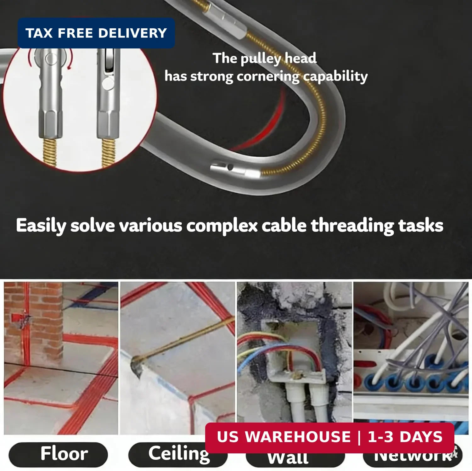 16.4 ft Fish Tape Wire Puller short Electrical Pulling Fishtape Snake Through Wa