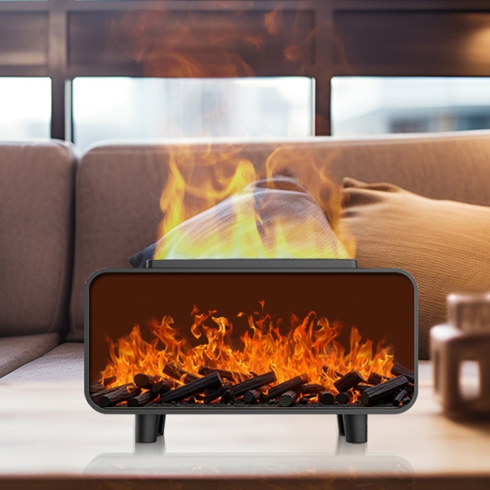 Humidifier and Essential Oil Diffuser with Fireplace Flame Effect and Color LED