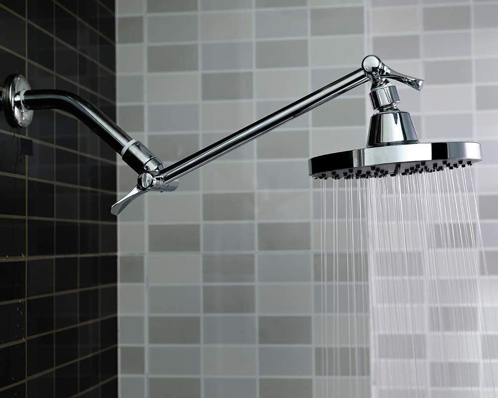 11" Universal Shower Arm Extension Height Adjustable Chrome Arm with Lock Joints