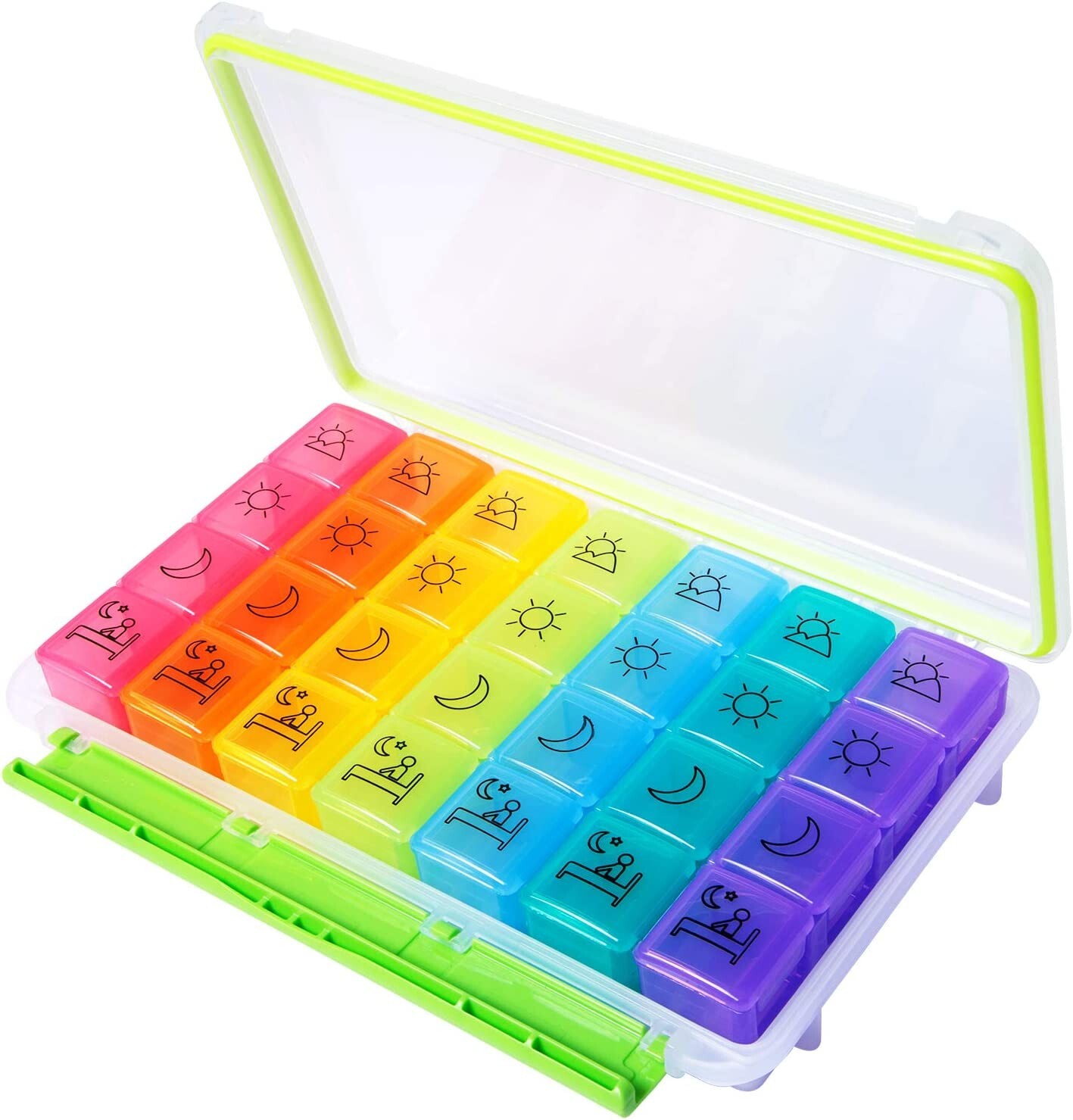 Motech Daily Pill Box 4 Times a Day Medication Pill Organizer, Rainbow 7 Days