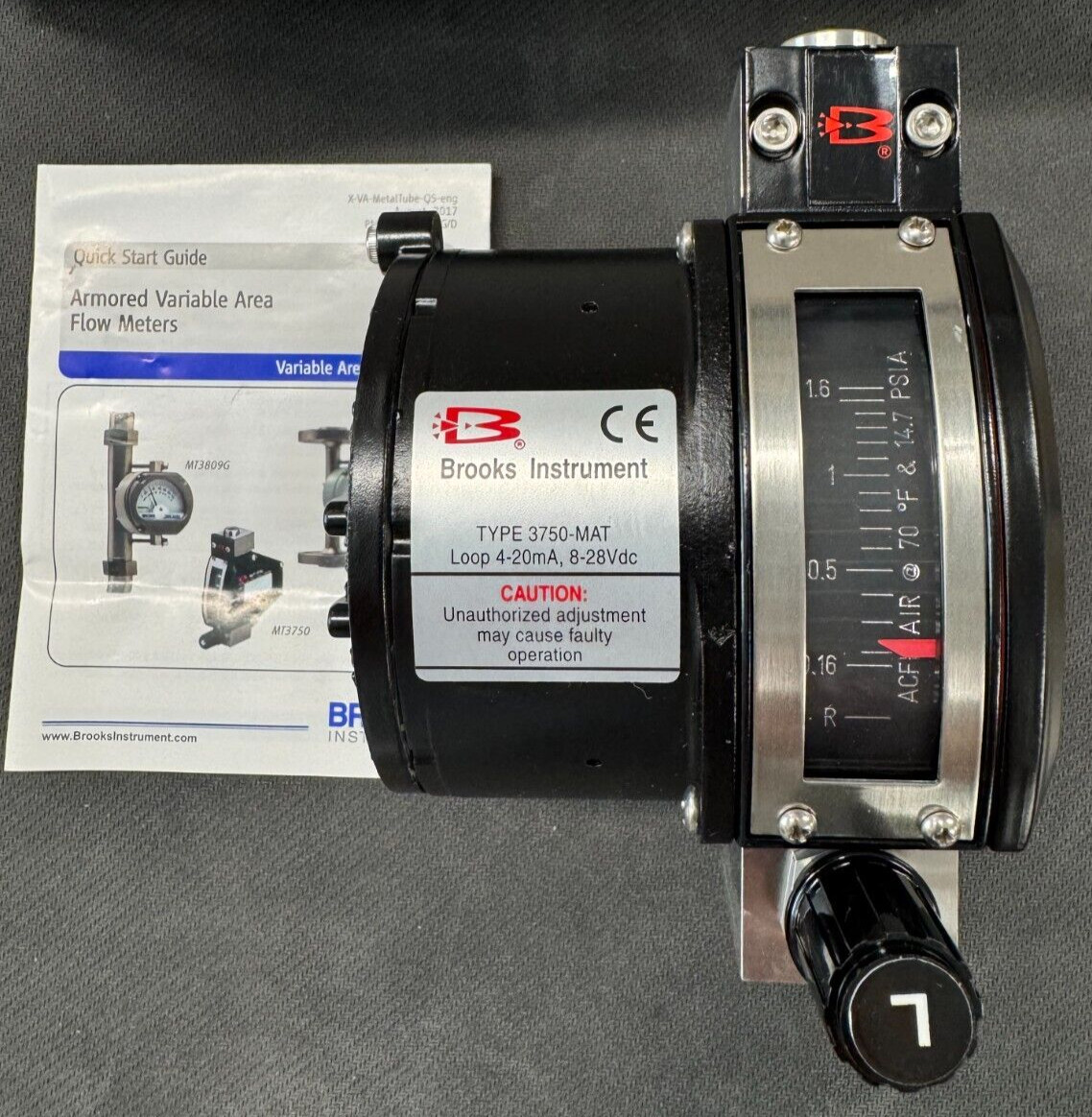 BROOKS INSTRUMENT 3750CA0F11BEKAA1A0 LOW FLOW ARMORED FLOWMETER, NEW