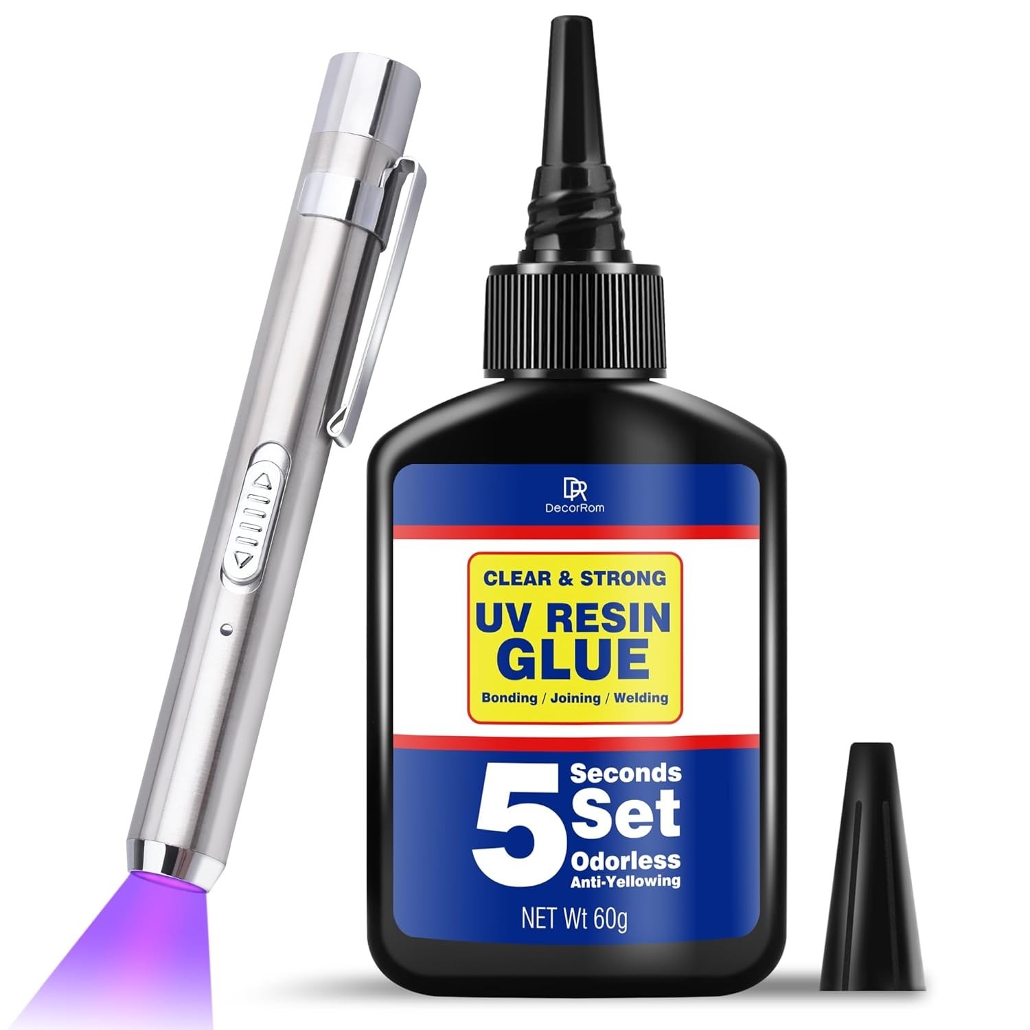 UV Resin Kit with Light, 60g UV Glue for Bonding & Curing in Seconds - Professi