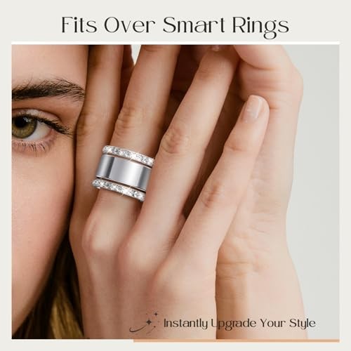 2-Pack 14K Gold Plated Stackable Bands Compatible for Oura 9 Silver+Silver