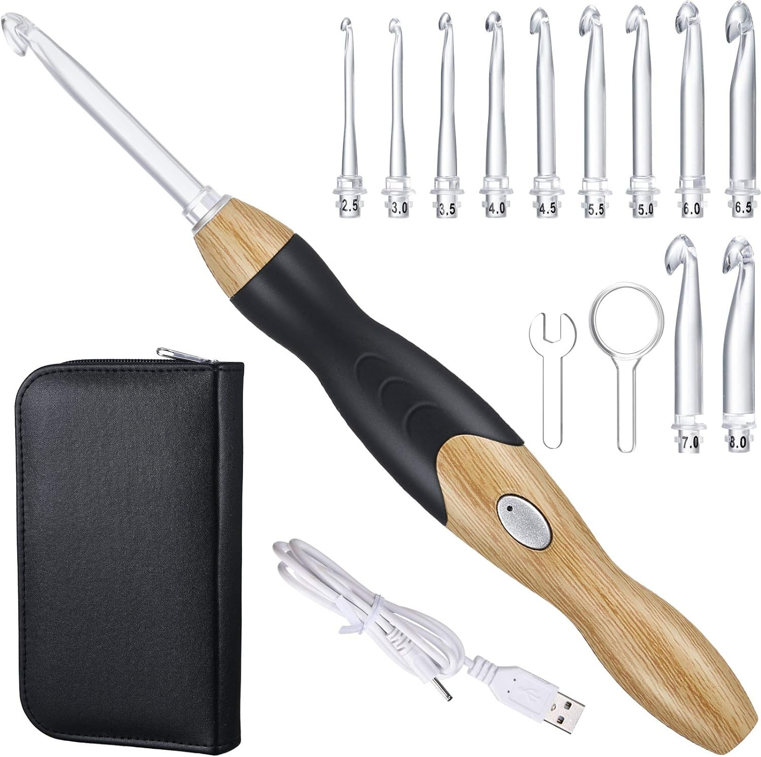 11 Sizes Lighted Crochet Hooks Set Rechargeable Crochet Hook Light up Hooks with
