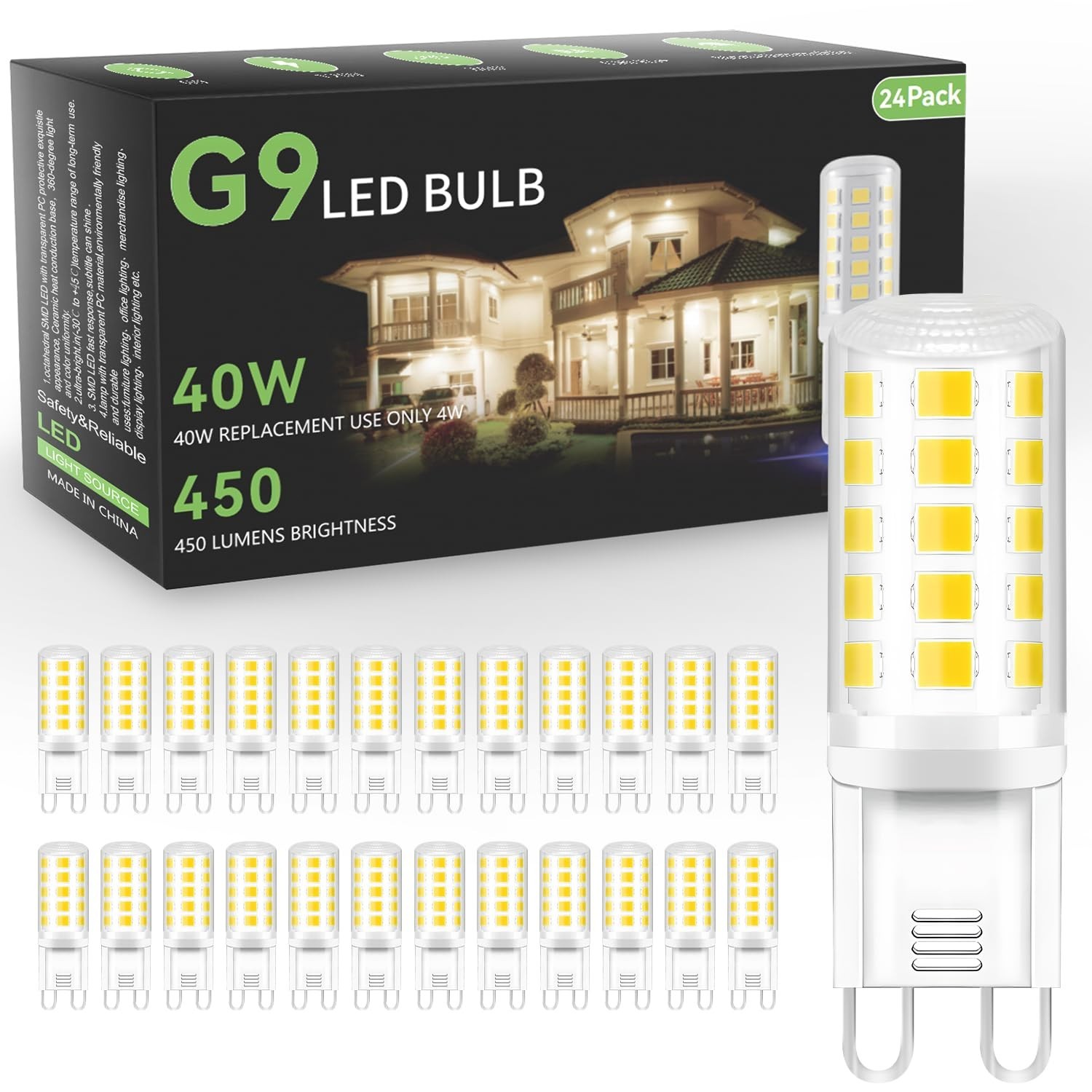 G9 LED Bulb 4W, 40 Watt Equivalent Halogen 6000K T4 G9 Bi-pin Base  Non-dimmable