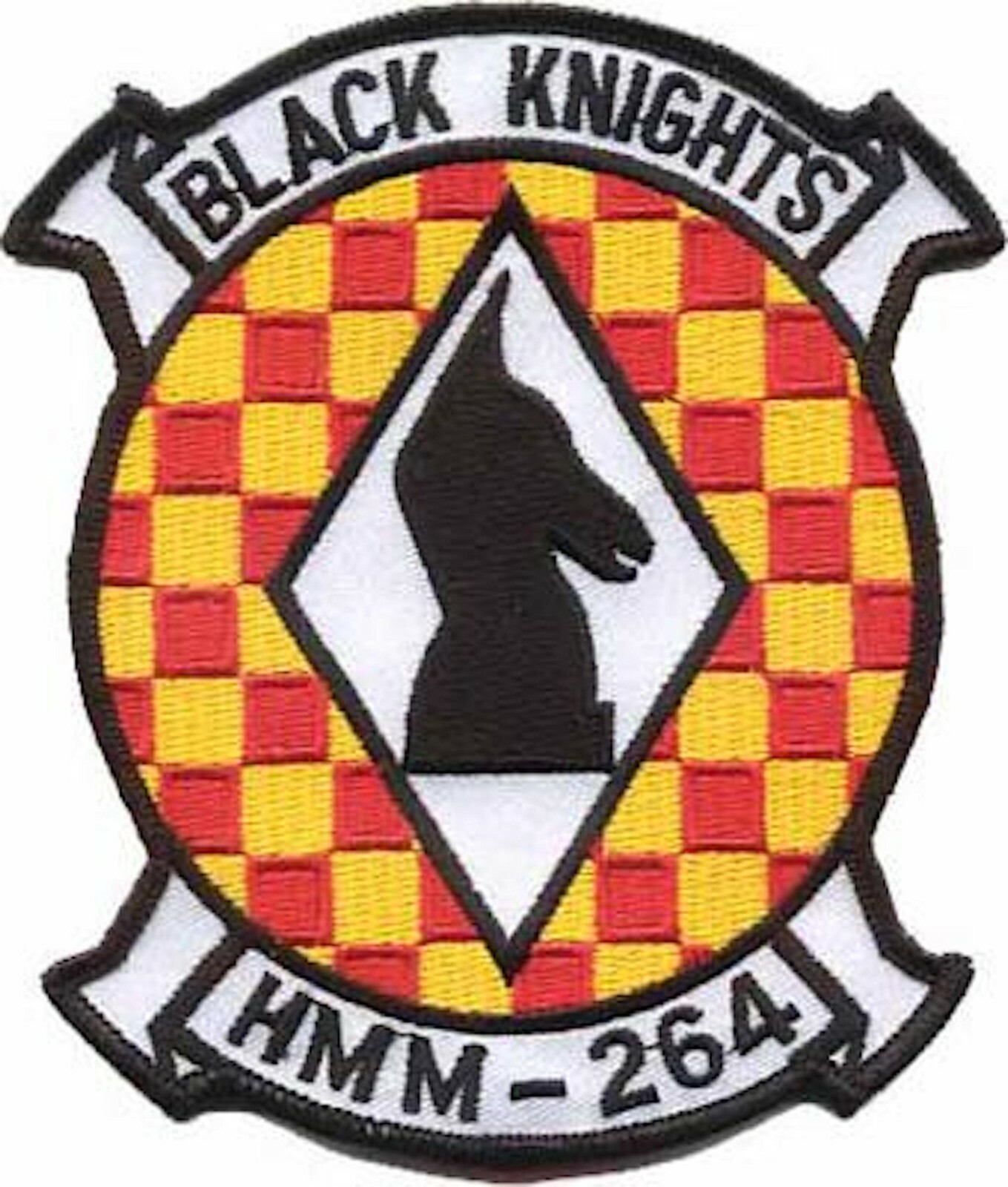 4.5" MARINE CORPS HMM-264 BLACK KNIGHTS HELI SQUAD EMBROIDERED JACKET PATCH
