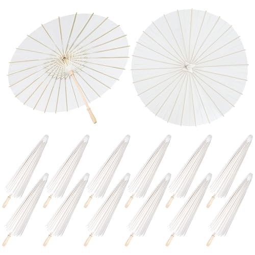Pack 33 Inches Paper Umbrellas for Wedding Chinese Japanese Parasol 12 White