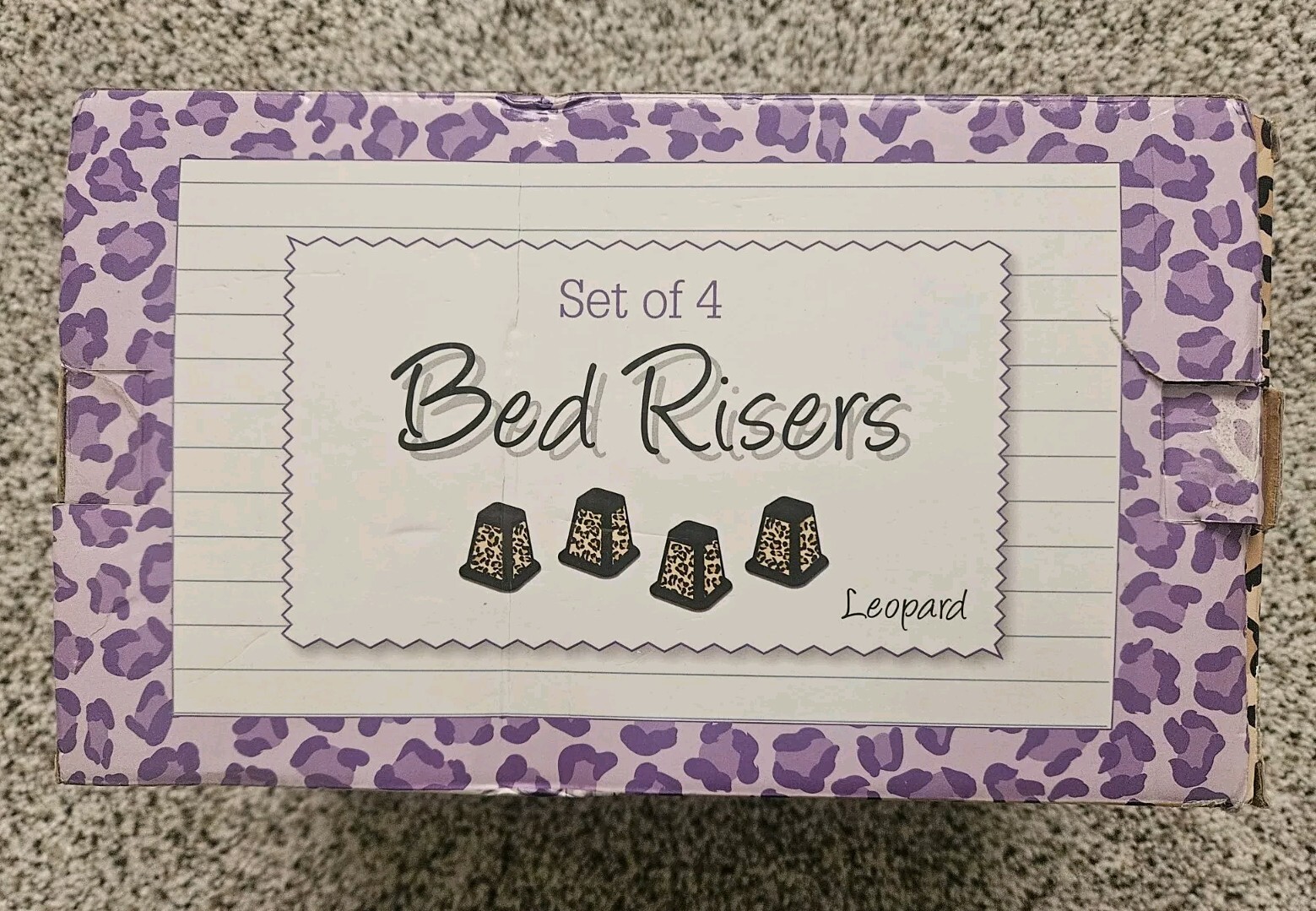 Bed Risers LEOPARD Storage Organization Durable LEOPARD 4-Pack 6 Inch Bed Risers