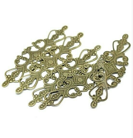 Pkg of 10 Antique Bronzed SCROLLED FILIGREES 3-5/8" x 1-1/8" (92mm) (#18679)