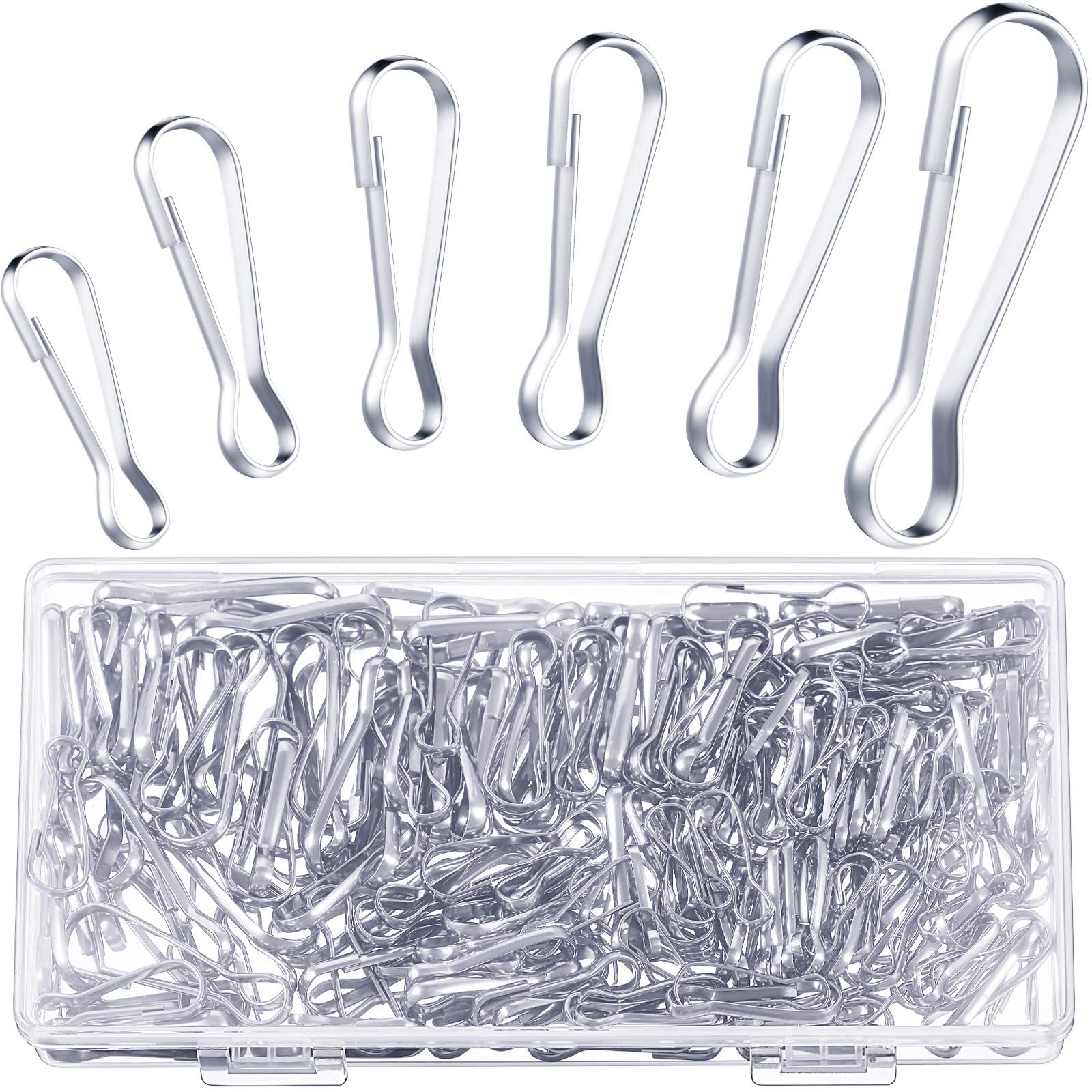 250 Pieces 6 Size 304 Stainless Steel Spring Hooks, 20Mm 25Mm 28Mm 30Mm 32Mm 40M