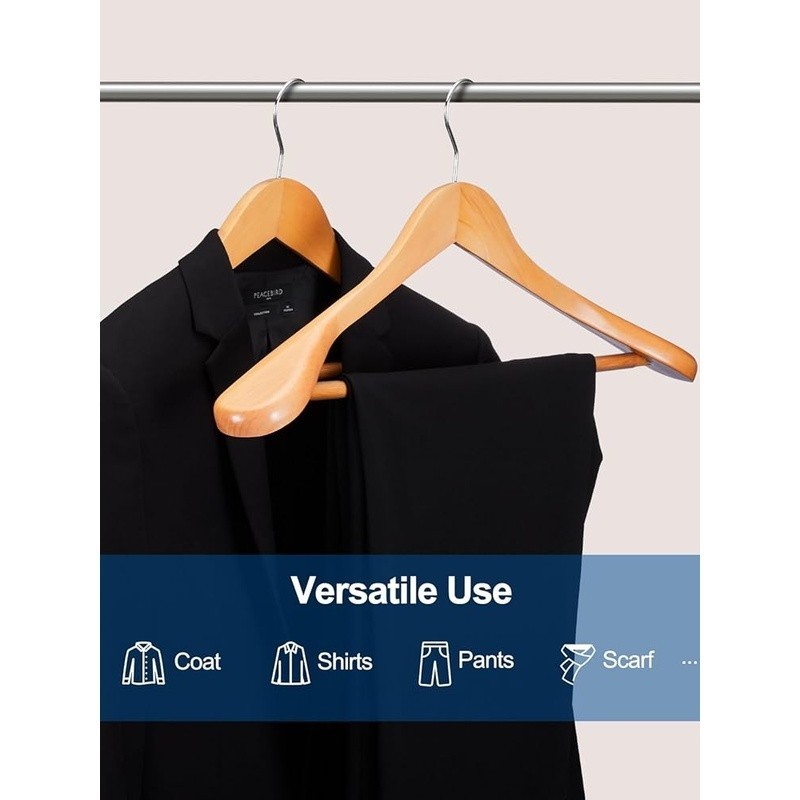 Heavy Duty Wooden Hangers Big & Tall Suits Coats Jackets Non Slip Design New